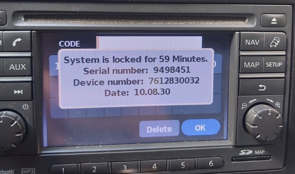 Nissan LCN screen serial number display